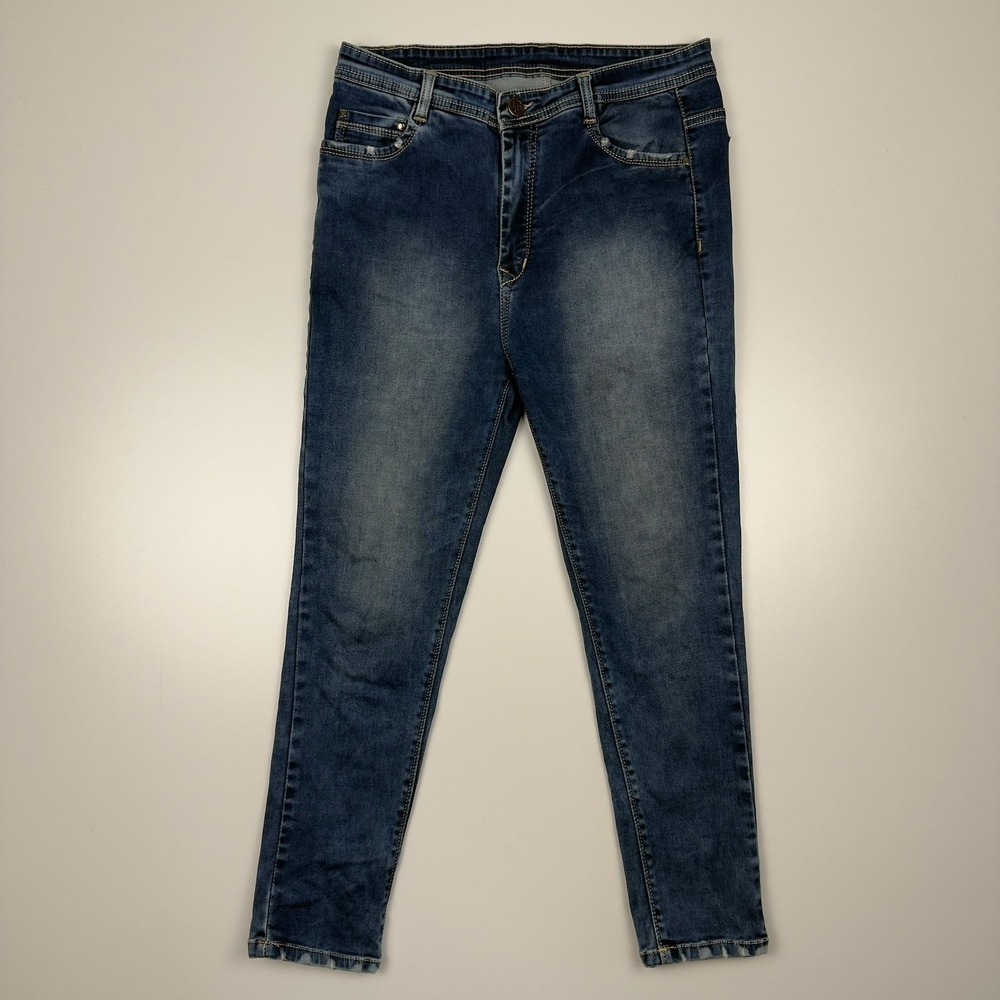 Armani Jeans Denim Pants Mens 34 Blue Distressed Tapered Leg Medium Wash